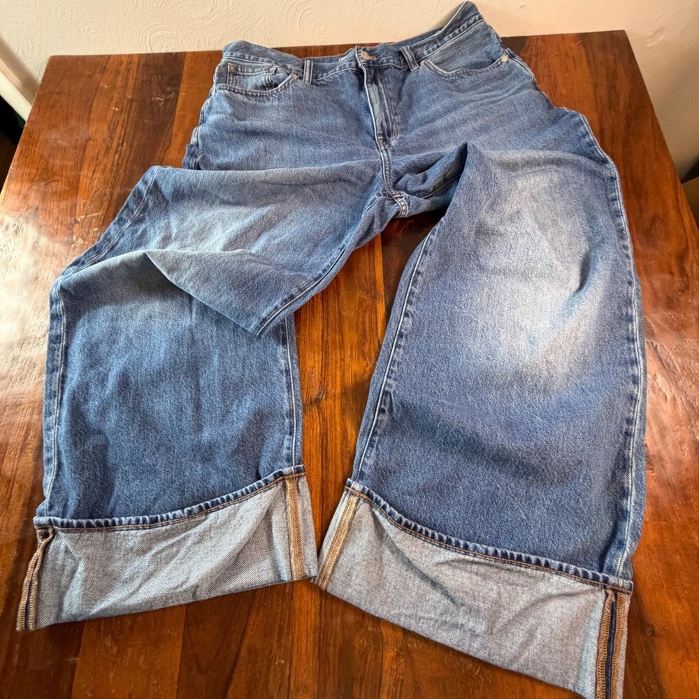 Madewell Superwide-Leg Jeans Medium Wash Blue Denim Size 32 Wide Leg Skater Y2K
